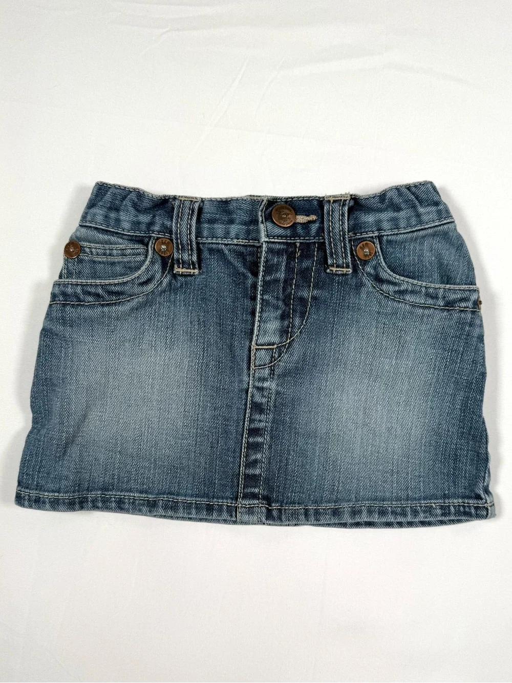 VINTAGE GAP Girls Denim Mini Skirt 18-24m Y2K Stretch Jean Skirt Western Cowgirl